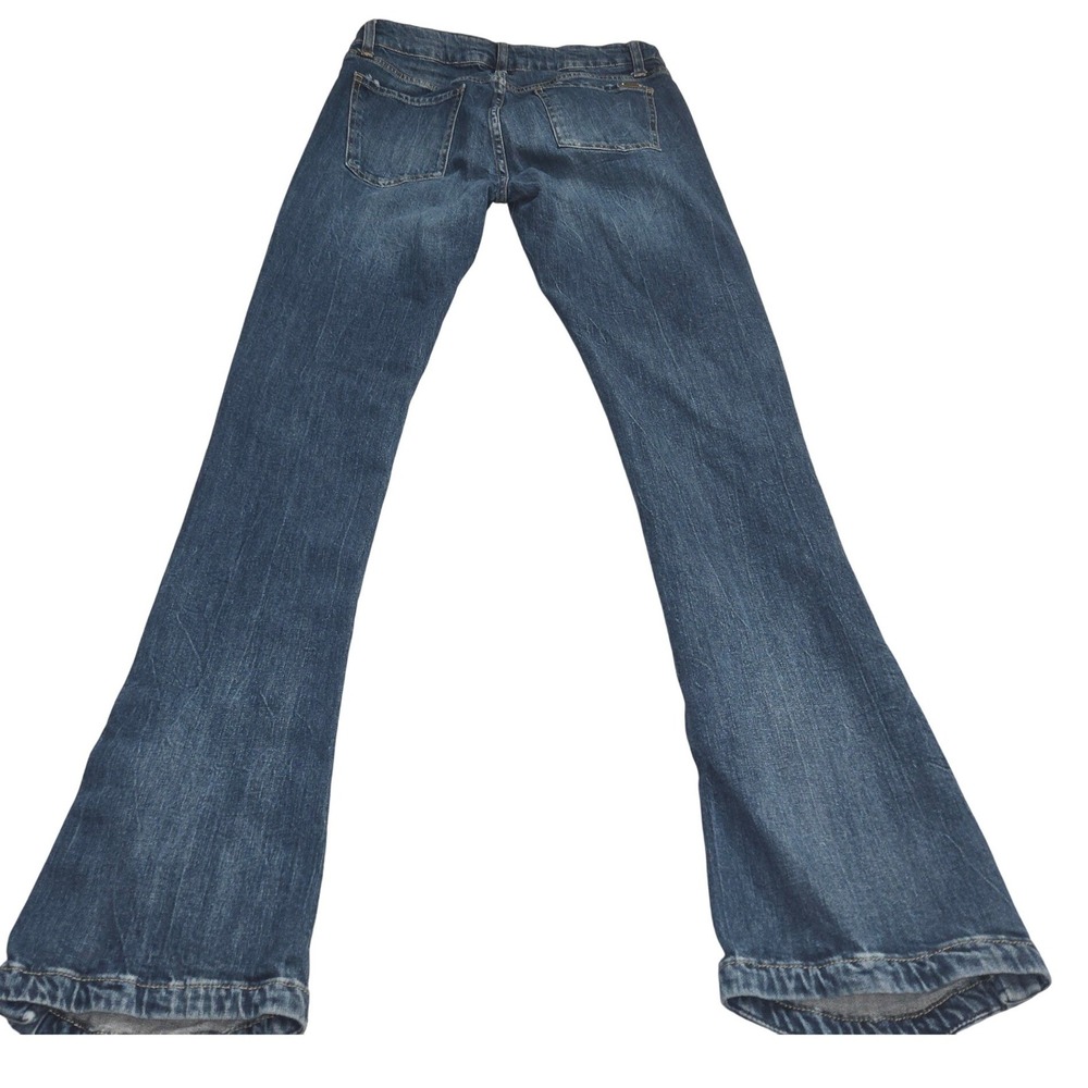 Acquaverde Blue Flare Leg Denim Jeans Snap Button Hem Medium Wash Bell bottom - Picture 15 of 16